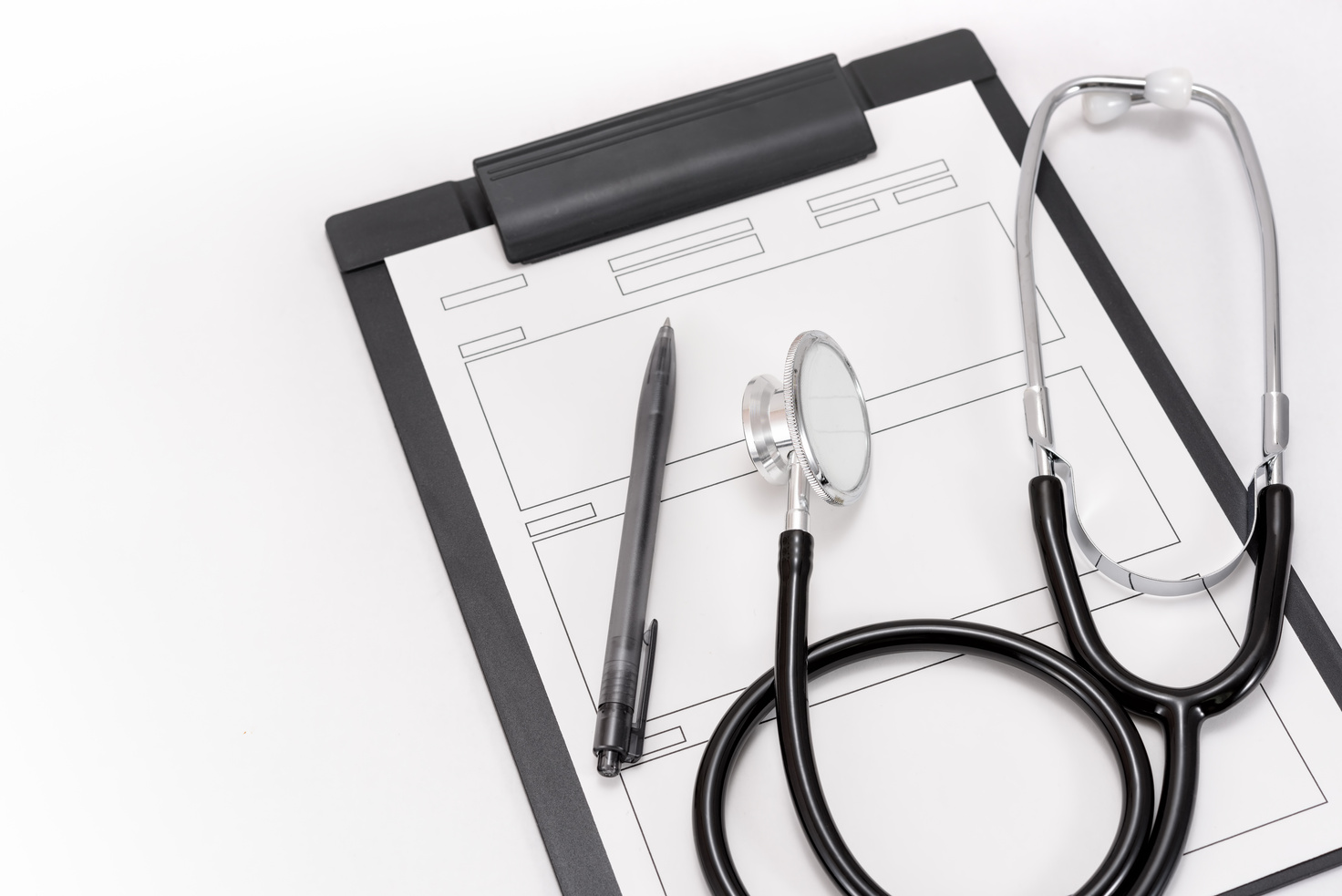 Stethoscope and medical records.