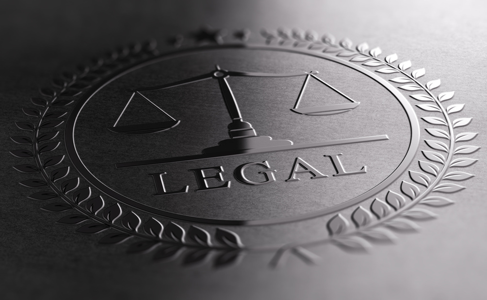 Legal Sign Design With Scales Of Justice Symbol.